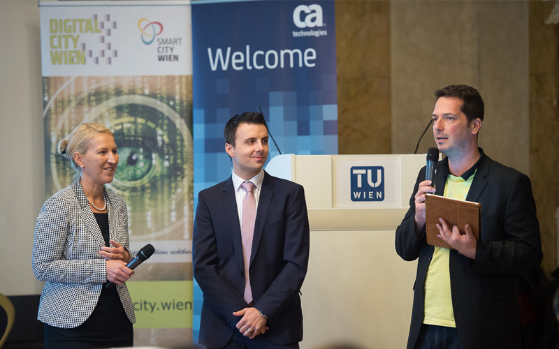 from left: Ulrike Huemer (City of Vienna), Mario Reismüller (CA Technologies) and Martin Giesswein (DigitalCity.Wien)