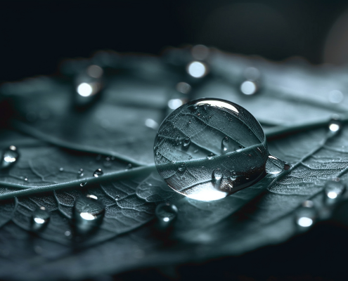 Raindrops on a leaf